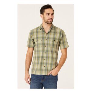 Kuhl Shirt Mens Large Green Plaid Short Sleeve Button Front Hiking Outdoors